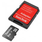 Карта памяти microSDHC SanDisk + переходник на SD, класс 4, 8 Гб